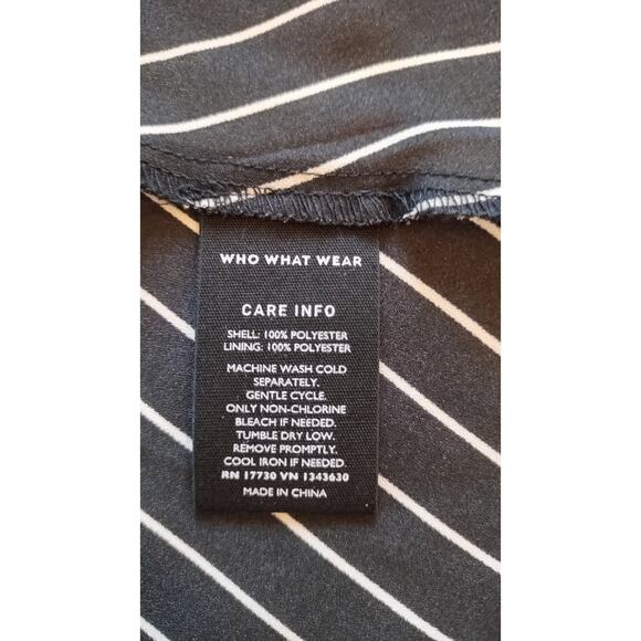 Who What Wear Sheath Dress Black White Pinstriped Long Sleeves Button down small - Picture 9 of 16